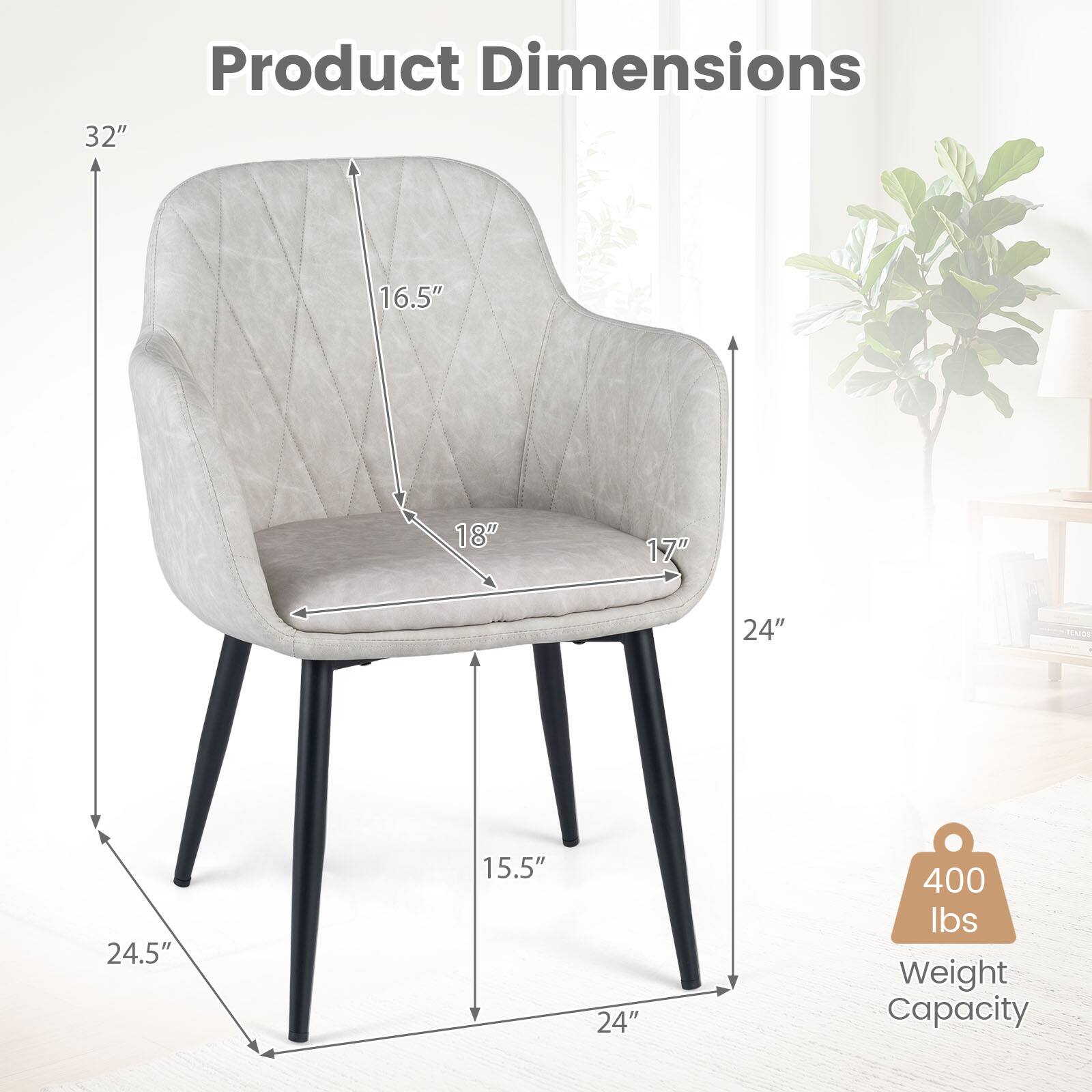Product Dimensions: 32" x 16.5" x 18" x 17" x 24" x 24.5" x 15.5" x 24"  
Weight Capacity: 400 lbs