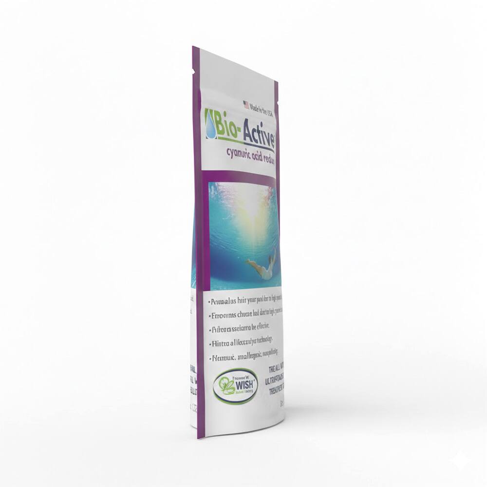 Bio-Active cyanuric acid reducer  
Natural for your pool or spa  
Froome's choice  
Hitra allergenic, non-irritating  
Ferrumic, muplantg  
TRE L aL  
TRRTA WISH UC  
TRETE