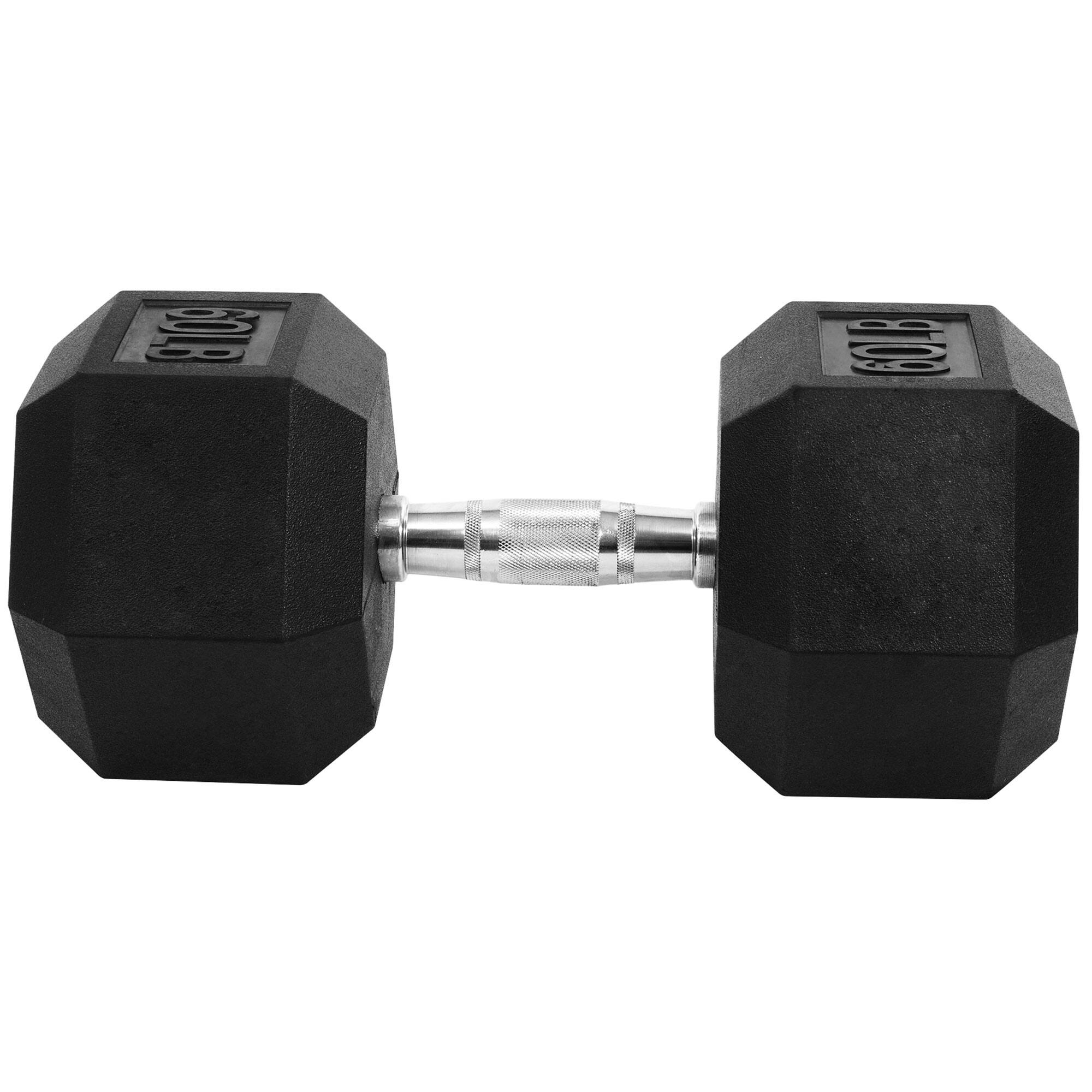 Alt View 3. Signature Fitness - Signature Fitness Hex Single Dumbbell Strength Training Workout Equipment, 60 lb - Black.