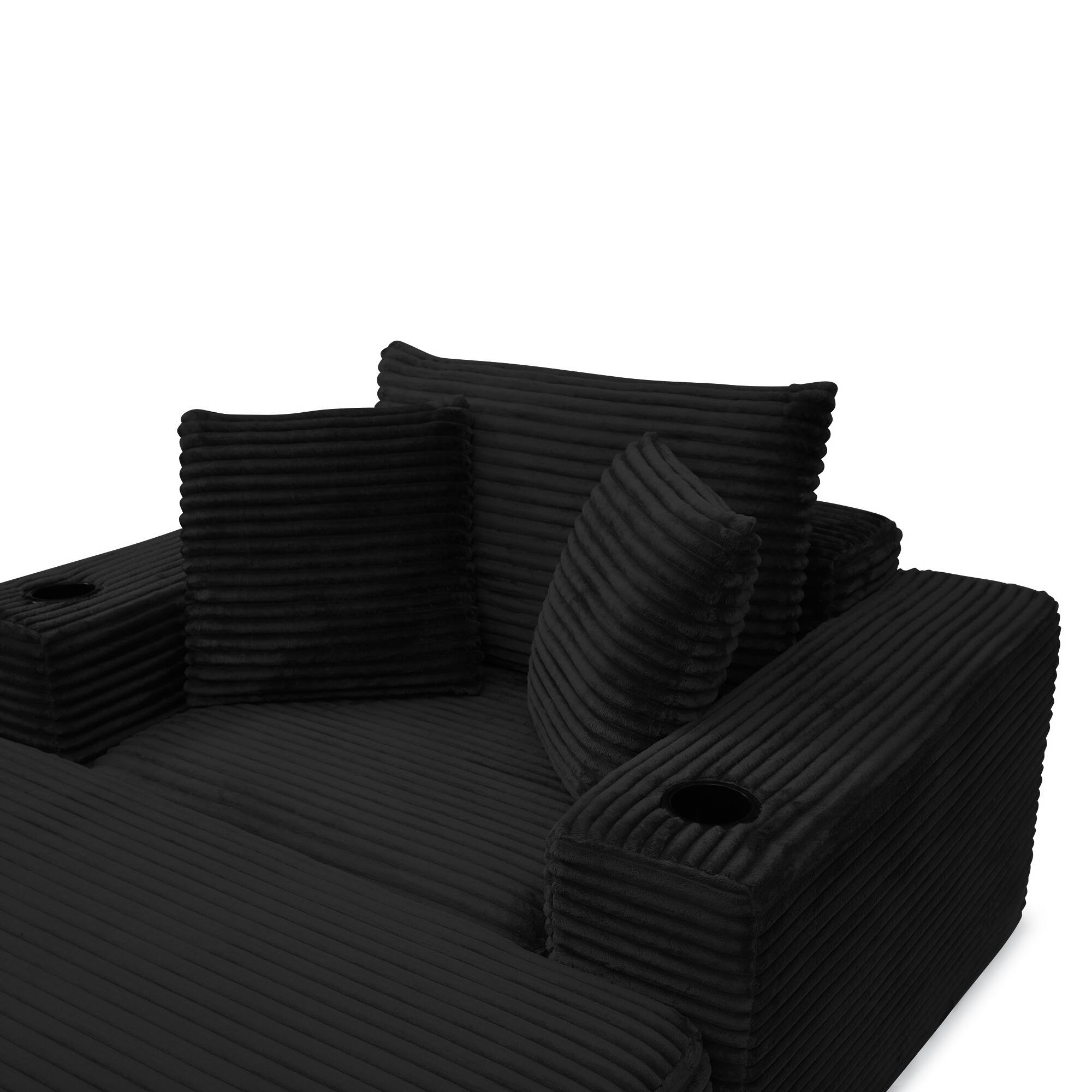 Alt View 2. Roomtec - 52.4 Boneless Chaise Lounge Chair IndoorOversized CloudLike Cozy Comfy Modular 3in1 Sofa Bed for Reading Living Room - Black.