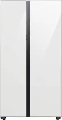 Samsung - Open Box BESPOKE Side-by-Side Counter Depth Smart Refrigerator with Beverage Center - White Glass