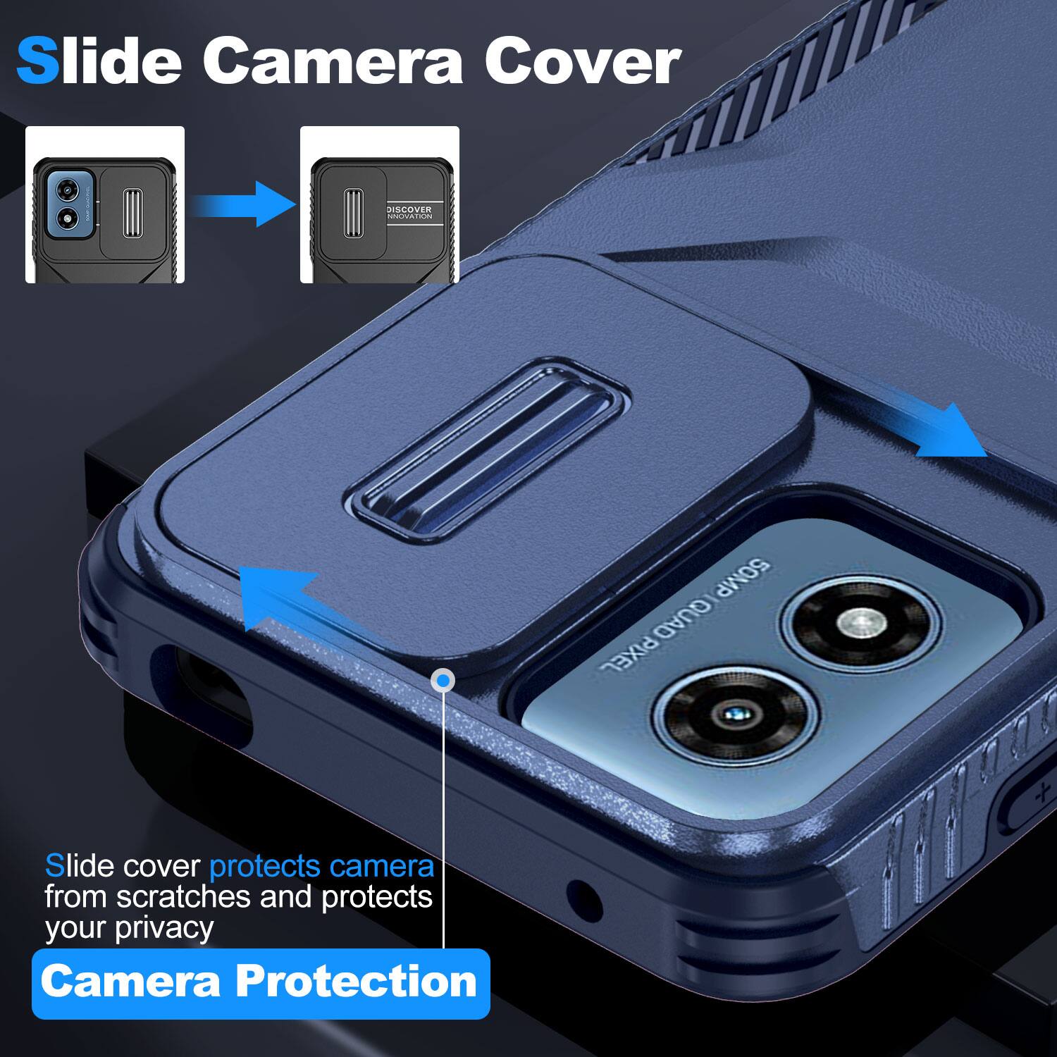 Slide Camera Cover

DISCOVER INNOVATION

50MP QUAD PIXEL

Slide cover protects camera from scratches and protects your privacy

Camera Protection