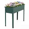 Front. Costway - Costway 1 PCS Raised Garden Bed, Elevated Metal Planter Box with Legs and Drainage Holes - Green.