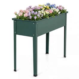 Costway - 1 PCS Raised Garden Bed, Elevated Metal Planter Box with Legs and Drainage Holes - Green