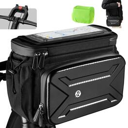 Empire DigiLabs - Bike Handlebar Bag With Touch Screen Phone Holder 6l Large Water Resistant Basket Front Adapter Reflective - Default