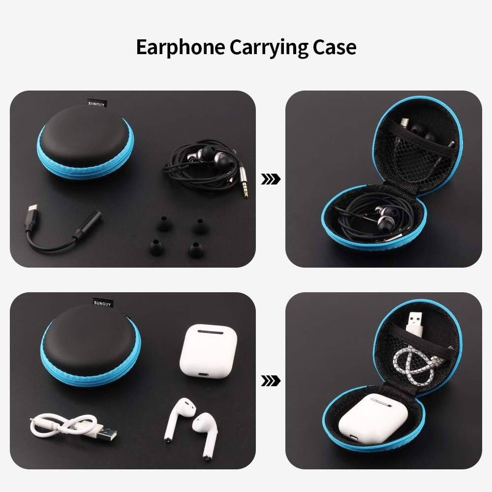 Front. ACJPR - 5-Pack Small Round Earphone Carrying Cases with Zipper, Travel Storage for Earbuds, Headsets, Cables, SD Cards, and Acce.