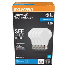 Sylvania - TruWave A19 E26 (Medium) LED Bulb Daylight 60 Watt Equivalence 4 pk