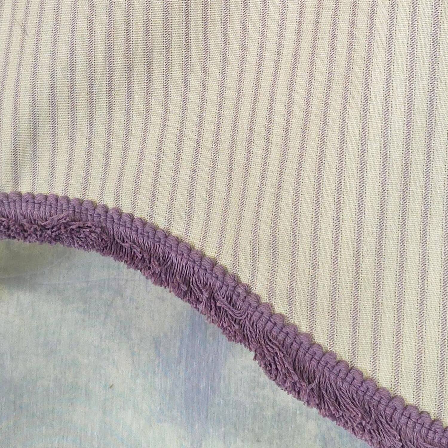 Back. RLF Home - RLF Home Lilac Stripe Trimmed Cornice Window Valance 100% Cotton Lined Rod Pocket 50" x 17" Purple - Purple.