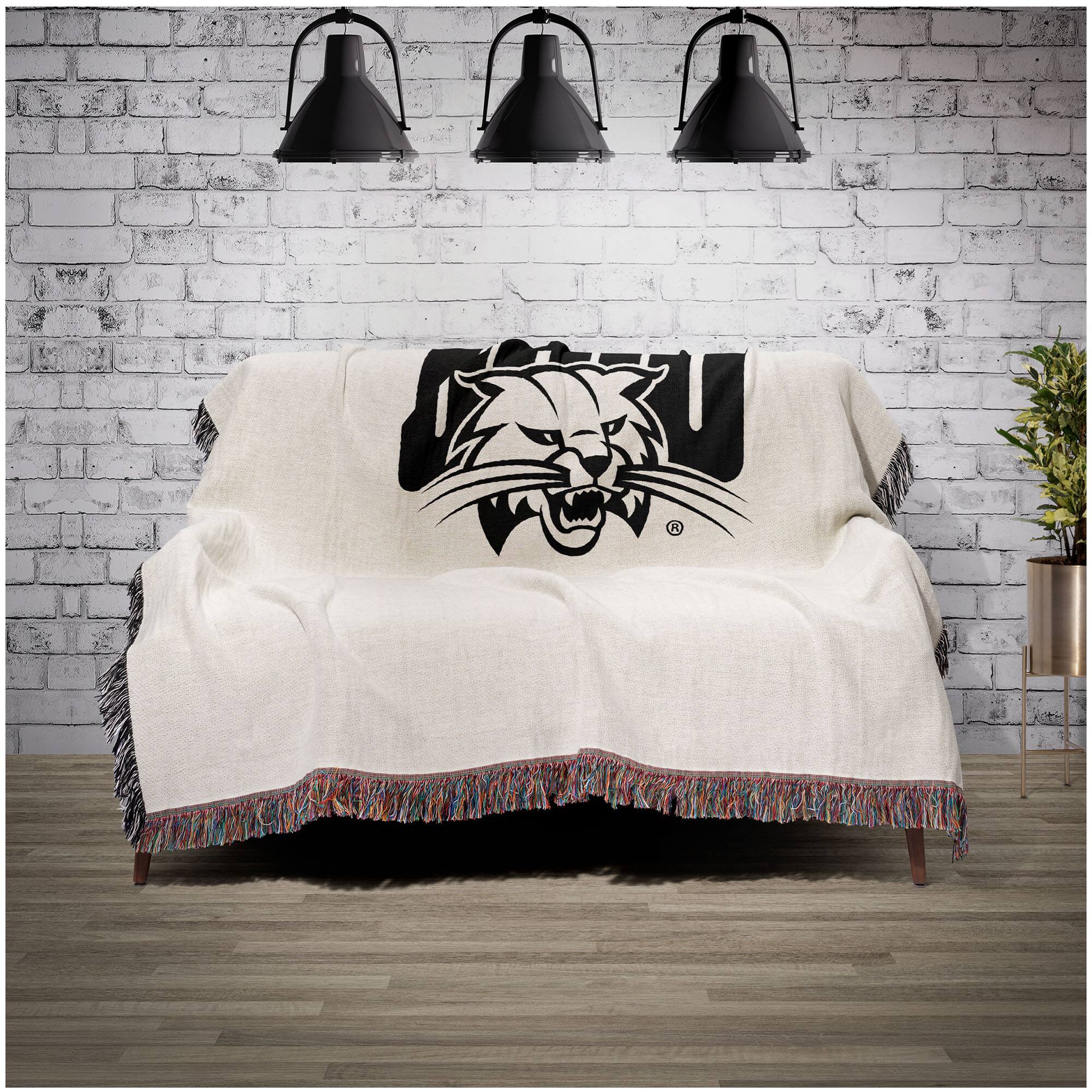 Alt View 1. Chad & Jake - Ohio Bobcats Woven Blanket - White.