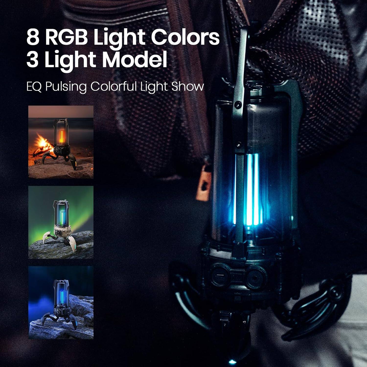 8 RGB Light Colors  
3 Light Model  
EQ Pulsing Colorful Light Show