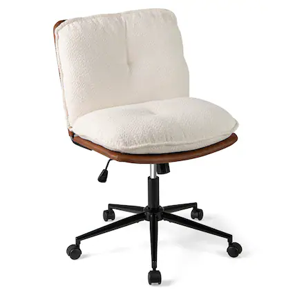 Front. Costway - Costway Armless Home Office Chair with Rocking Backrest Swivel & Height Adjustable Seat - White.