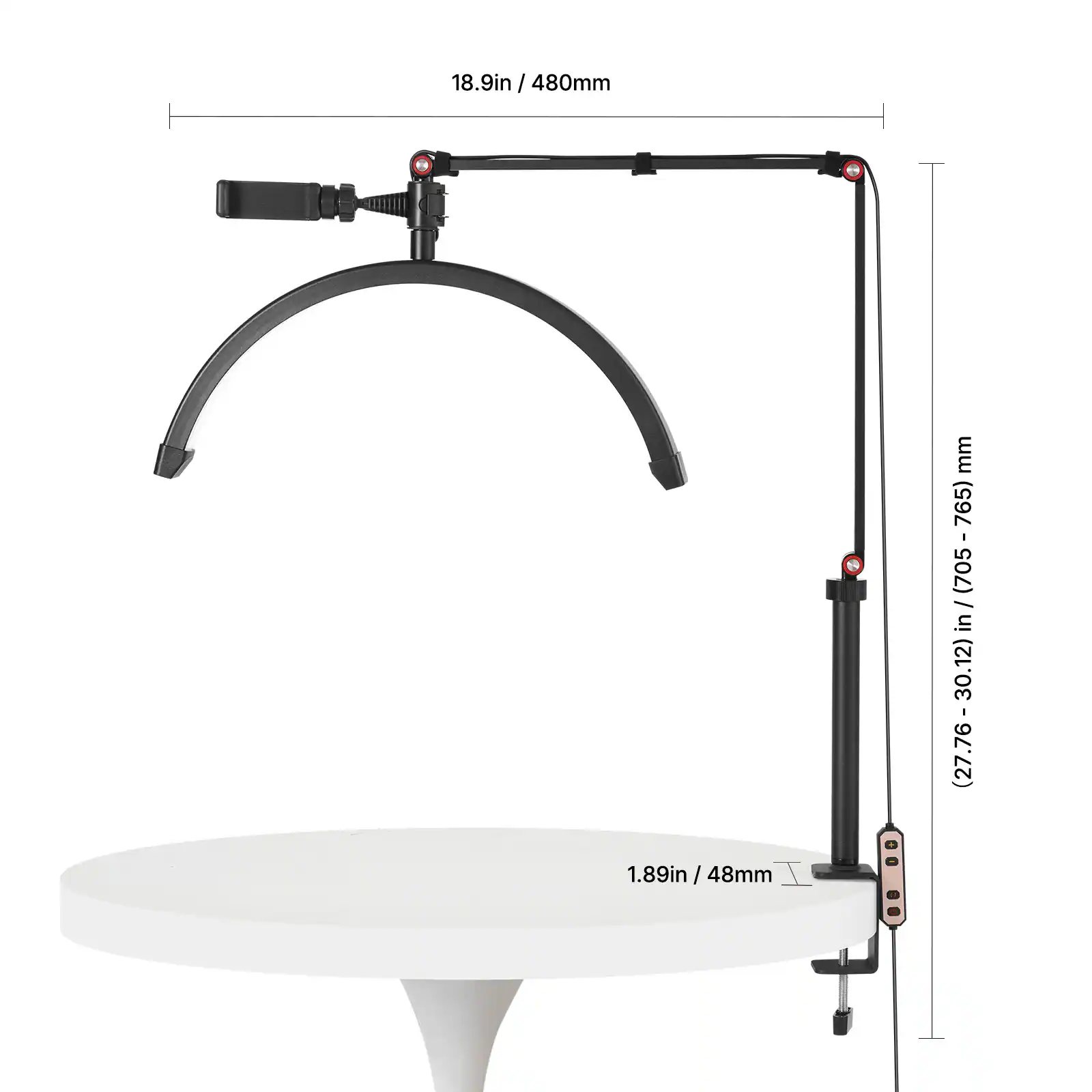 18.9in / 480mm  
1.89in / 48mm  
(2776 - 3012) in / (705 - 765) mm