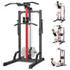Front. Pooboo - Pull Up Bar Power Tower Dip Station,Cable Machine-Integrated 450LBS Multi-Function Adjustable Height Fitness Strength Tr - Black.