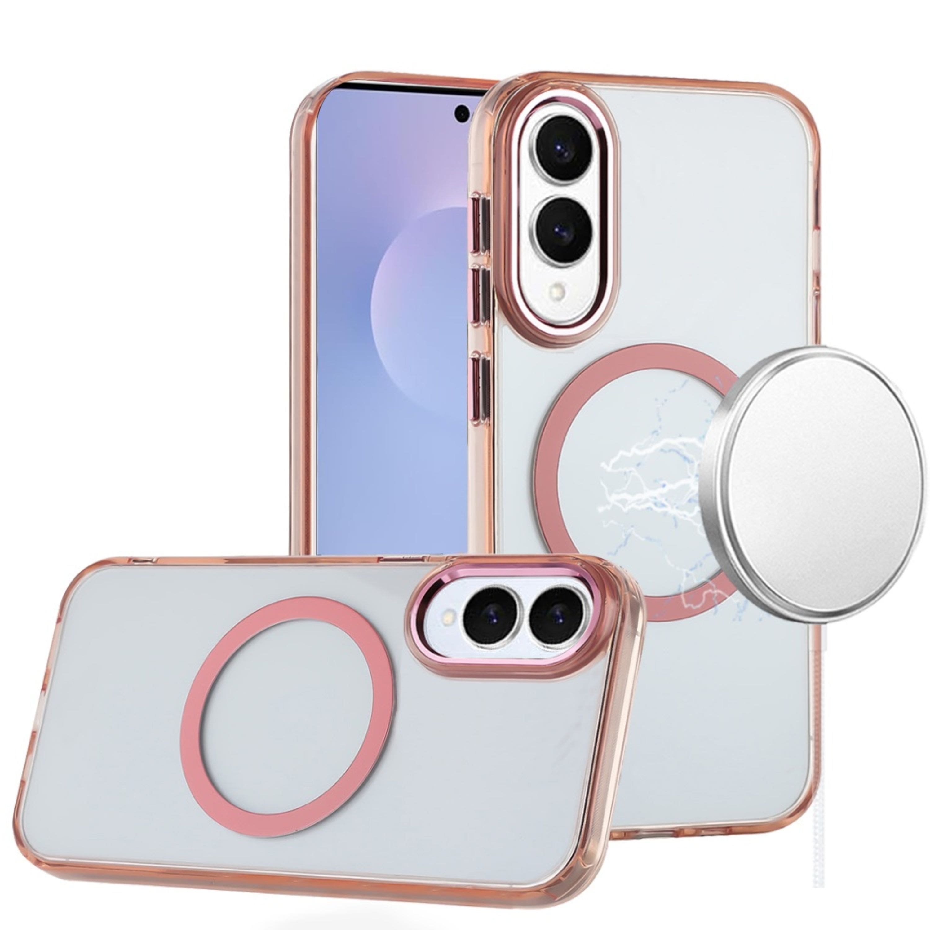 Kitcheniva - Case Trans-Clear Metal Buttons Phone Cover Plus Tempered Glass For Samsung S25 Edge Case - Rose Gold price history on PriceWatchPro