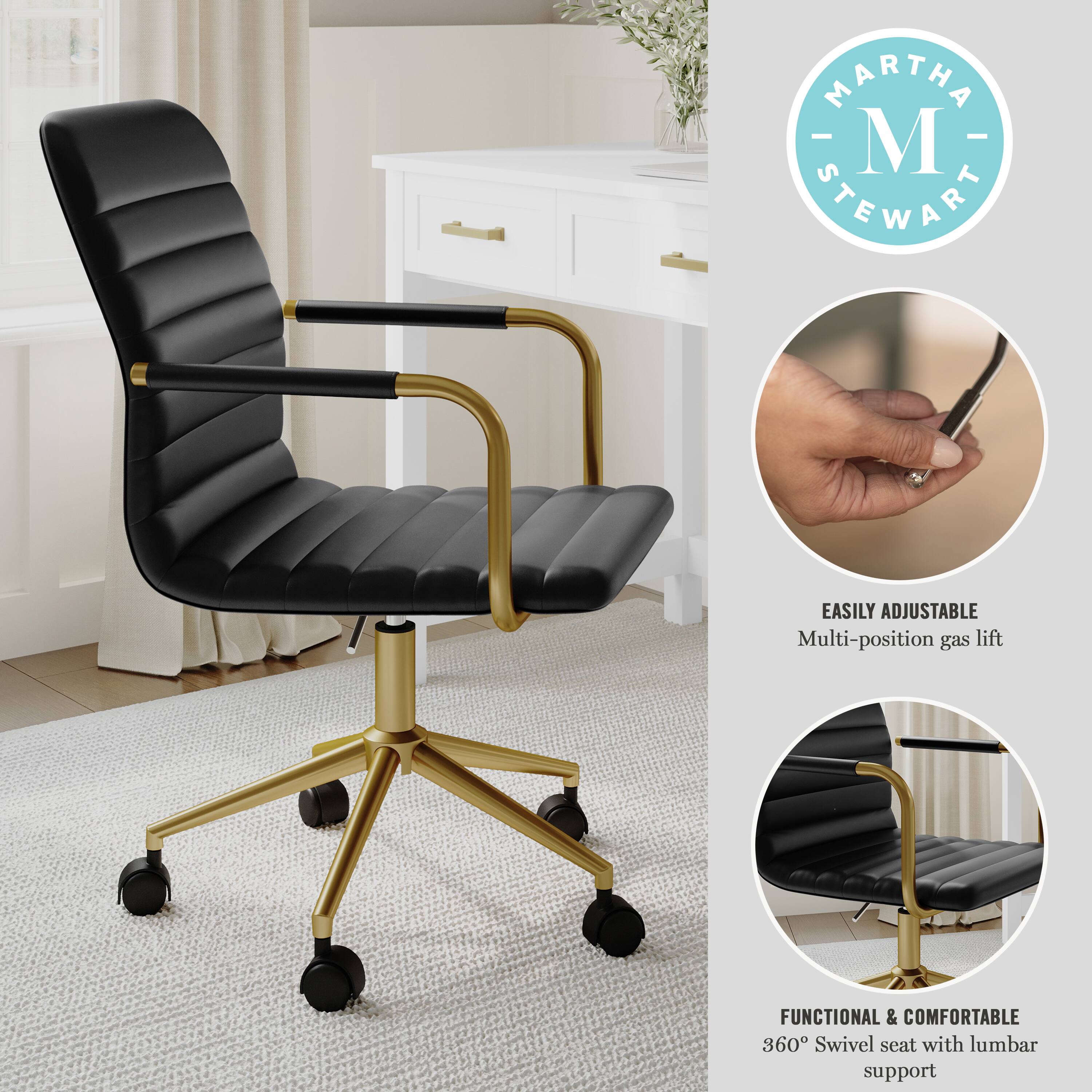 MARTHA STEWART EASILY ADJUSTABLE Multi-position gas lift FUNCTIONAL & COMFORTABLE 360 Swivel seat with lumbar support