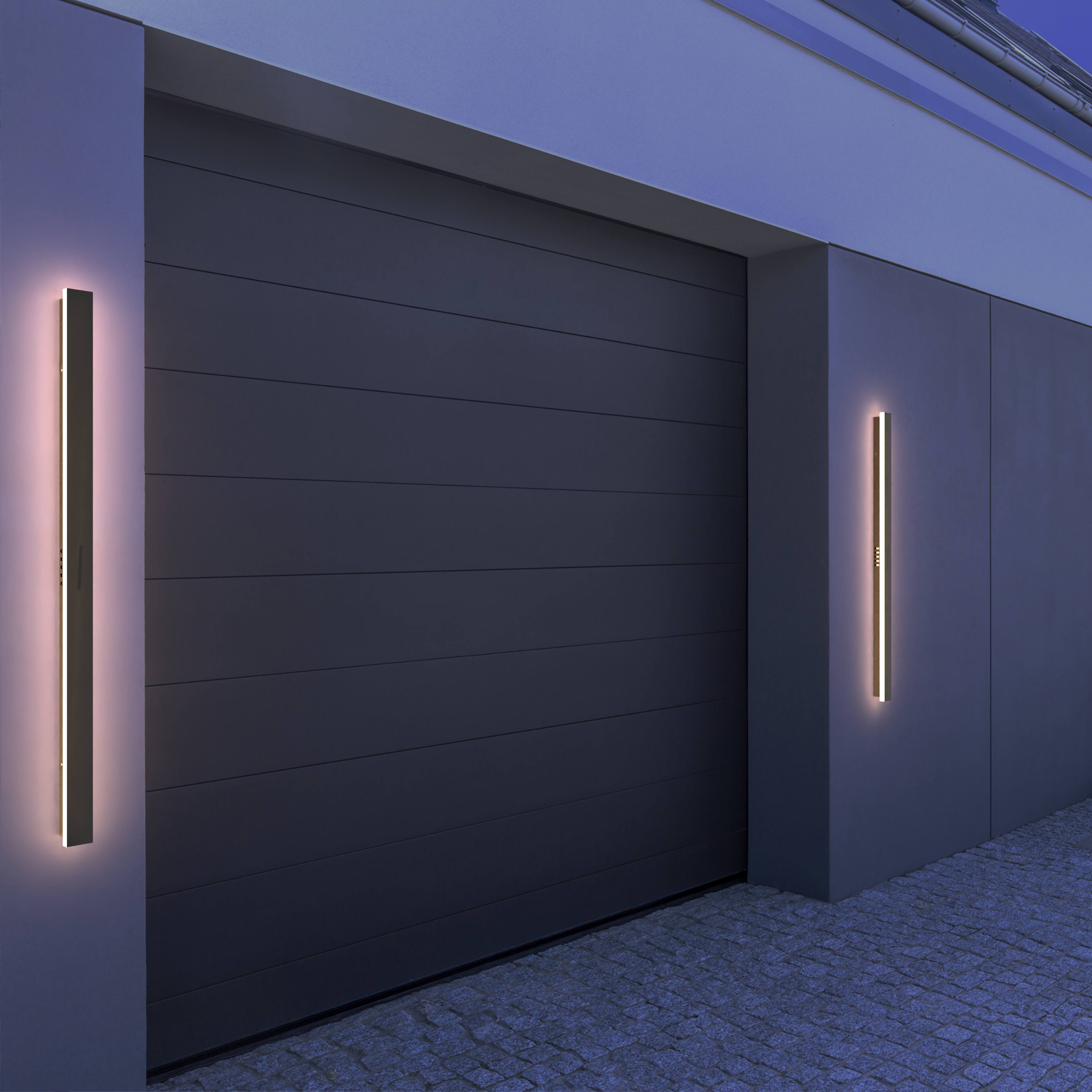 Angle. LEEKI - Modern Outdoor LED Linear Wall Sconce – Warm White 3000K, Waterproof IP65, Aluminum Energy-Saving Fixture - Black.