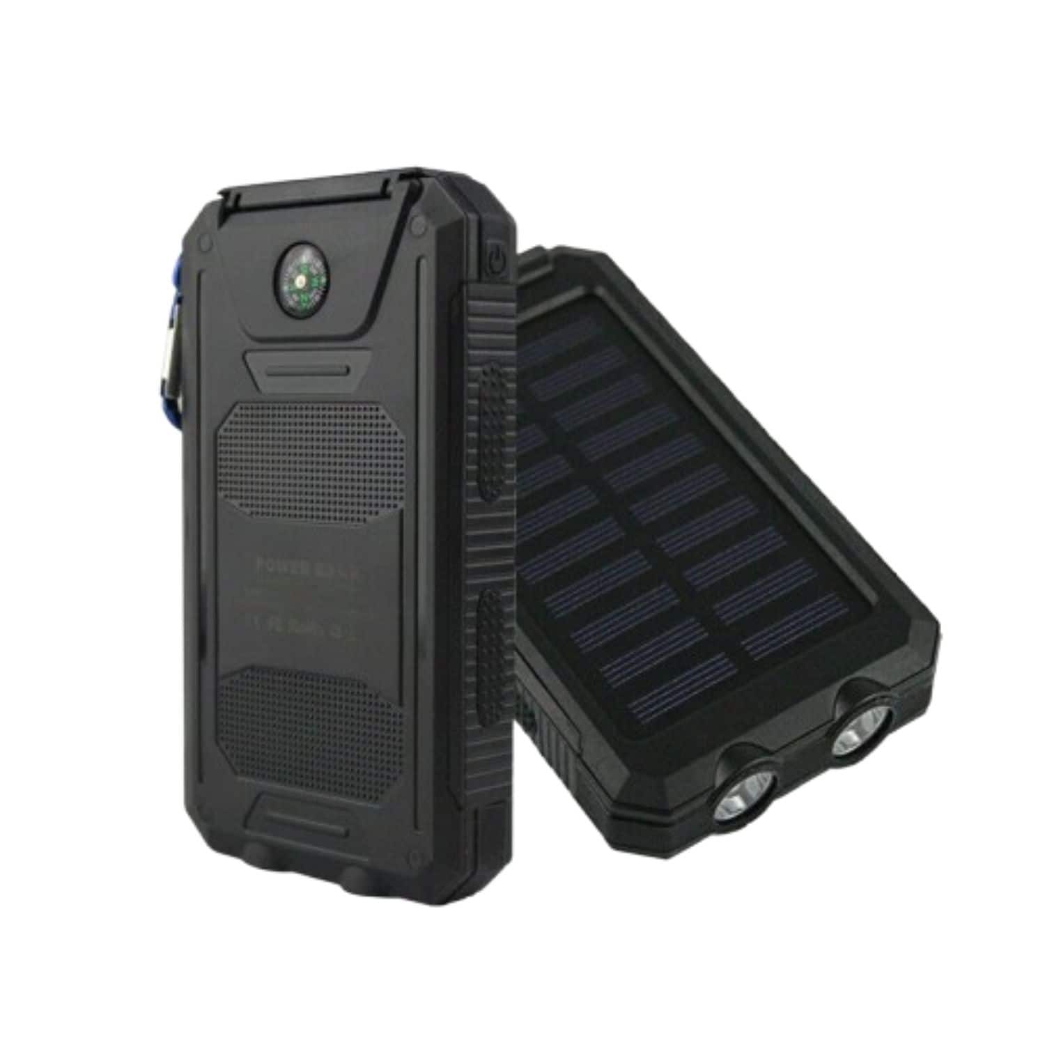 Home Collection - Black Portable Solar Power Bank – 10,000mAh Super USB Rechargeable Battery Charger for Cell Phones and USB Devices