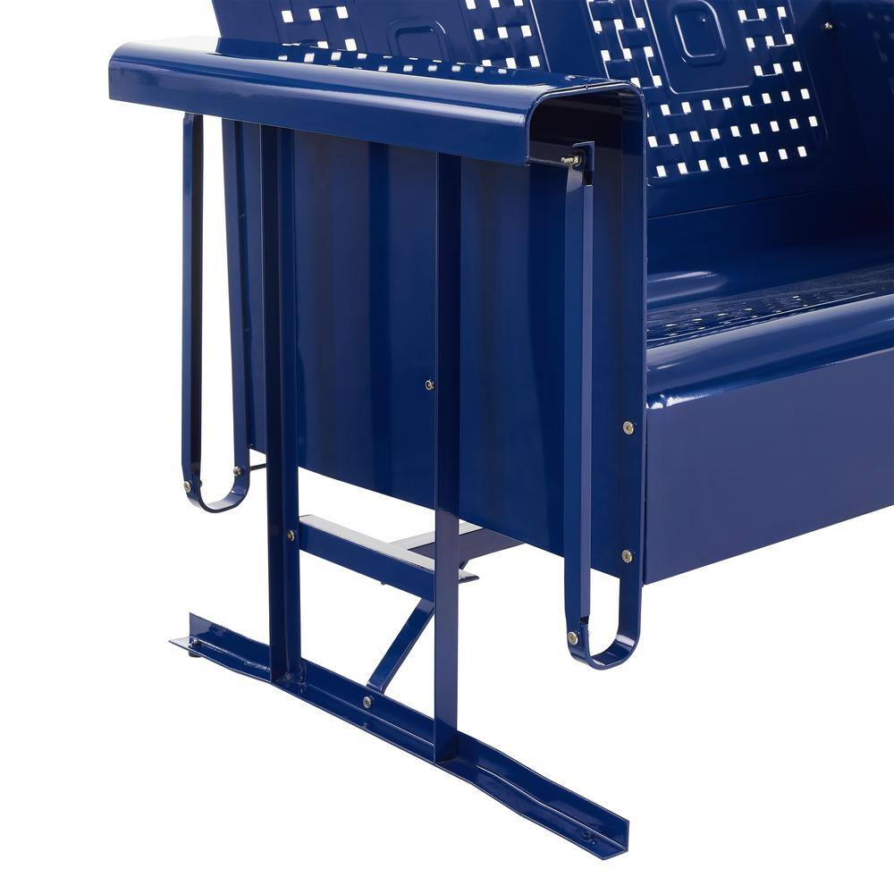 Alt View 7. Crosley Furniture - Bates Retro Outdoor Loveseat Glider - Navy Gloss.