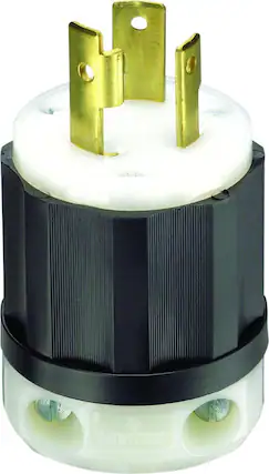 Front. Leviton - Leviton TurnLok Industrial Nylon Grounding Plug L5-30P 2 Pole 3 Wire - Black|White.