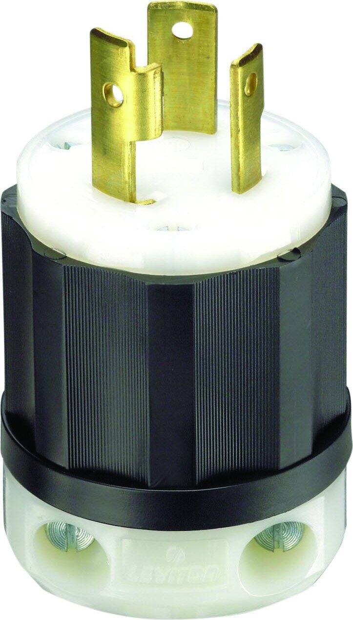 Front. Leviton - Leviton TurnLok Industrial Nylon Grounding Plug L5-30P 2 Pole 3 Wire - Black|White.