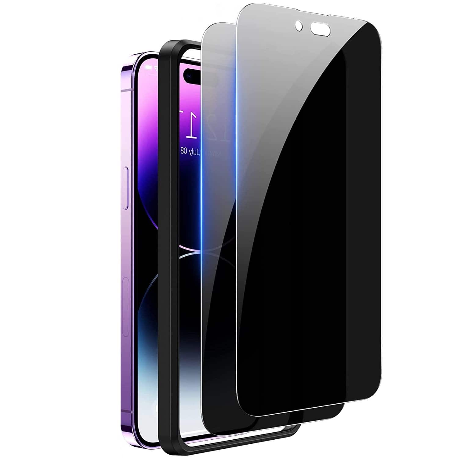 Angle. SaharaCase - ZeroDamage Ultra Strong+ Tempered Glass Screen Protector for Apple iPhone 14 Pro (2-Pack) - Privacy.
