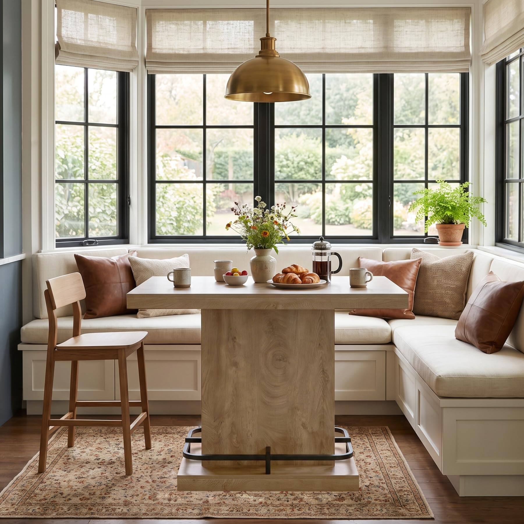 Alt View 4. Tribesigns - 47" Dining Table for 4, Farmhouse Rectangular Kitchen Table - Brown.