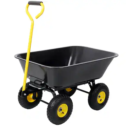 Front. Loheer - Loheer Metal Dumping Cart 600lb Garden Cart Utility Yard Cart Black.