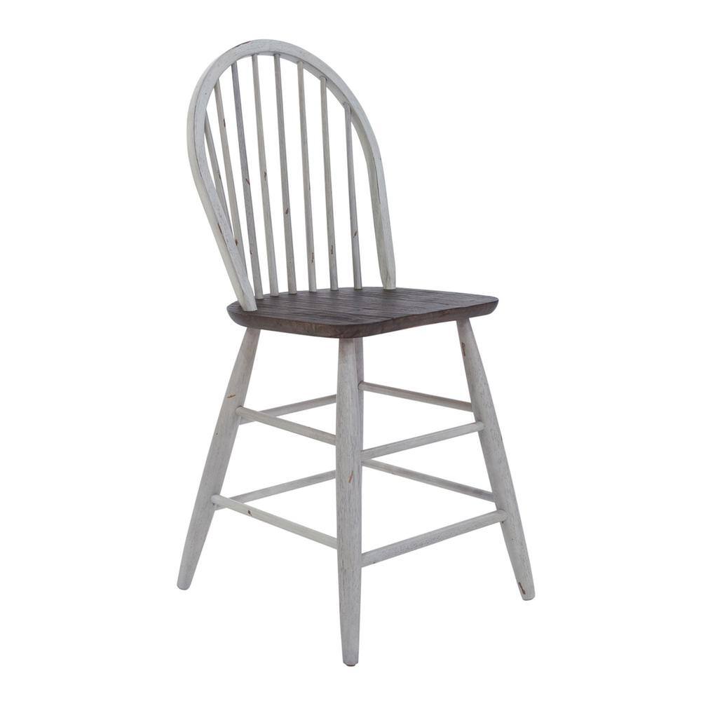 Back. Liberty Furniture Industries - Farmhouse Windsor Back Counter Chair in Two Tone White w/ Wood Tone Top - White.