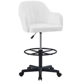 Vecelo - PU Leather Office Chair with Adjustable Height and Footrest - 330lb Capacity, 360° Swivel, Ergonomic Computer Desk Chair - White