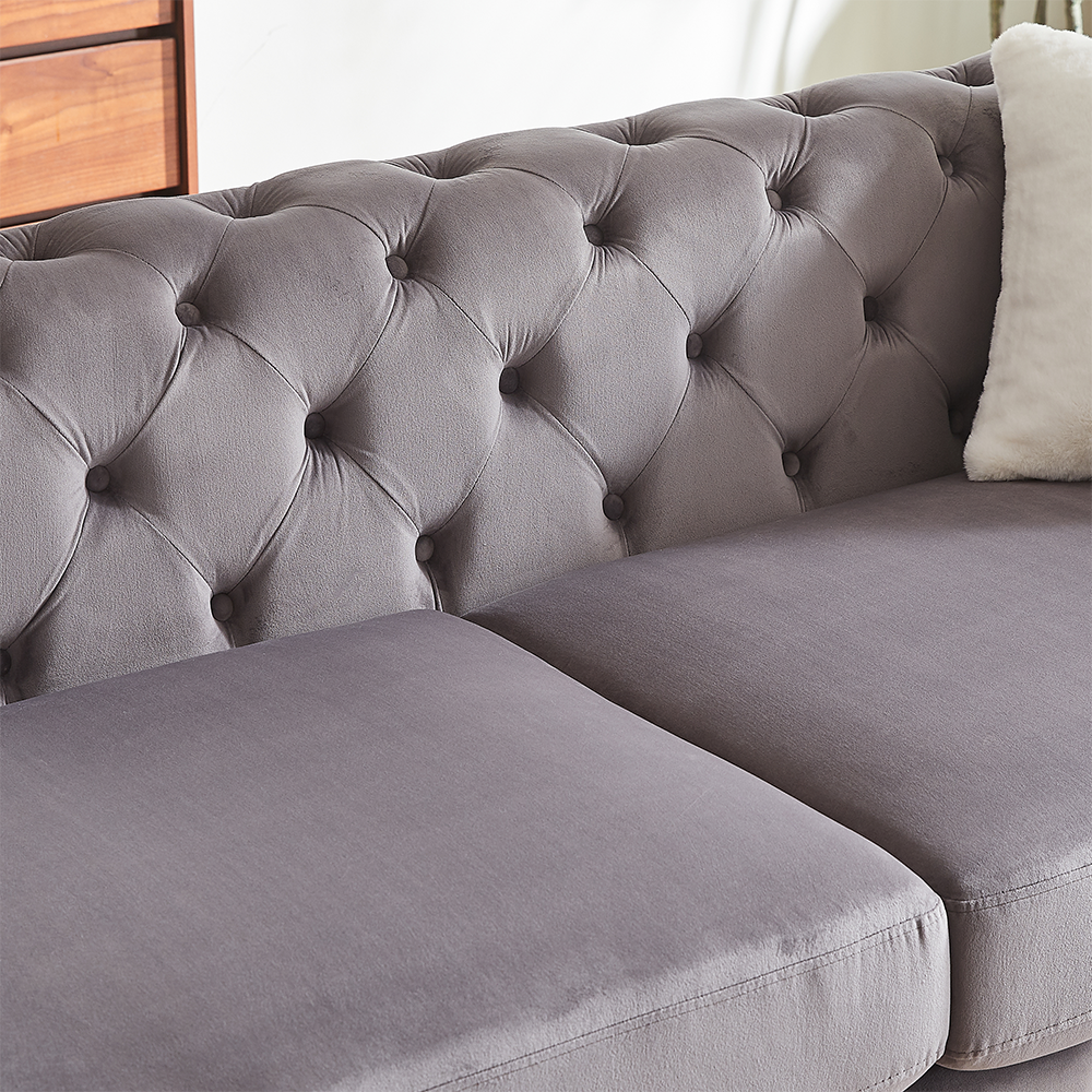 Alt View 2. Trinkets Crazed - Chesterfield Sofa Set Of 2 For Living Room,Modern 3-Seater Sofa Couch With Button Tufted,Upholstered Deep Seat Couch - Gray.