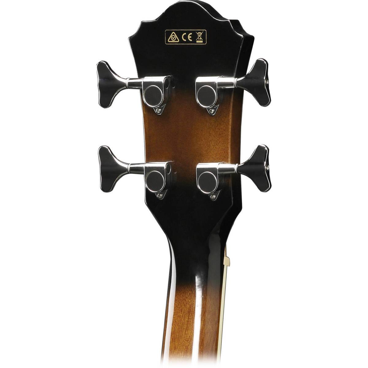 Alt View 3. Ibanez - Ibanez AEB10E Acoustic Electric Bass Guitar, Dark Violin Sunburst High Gloss.