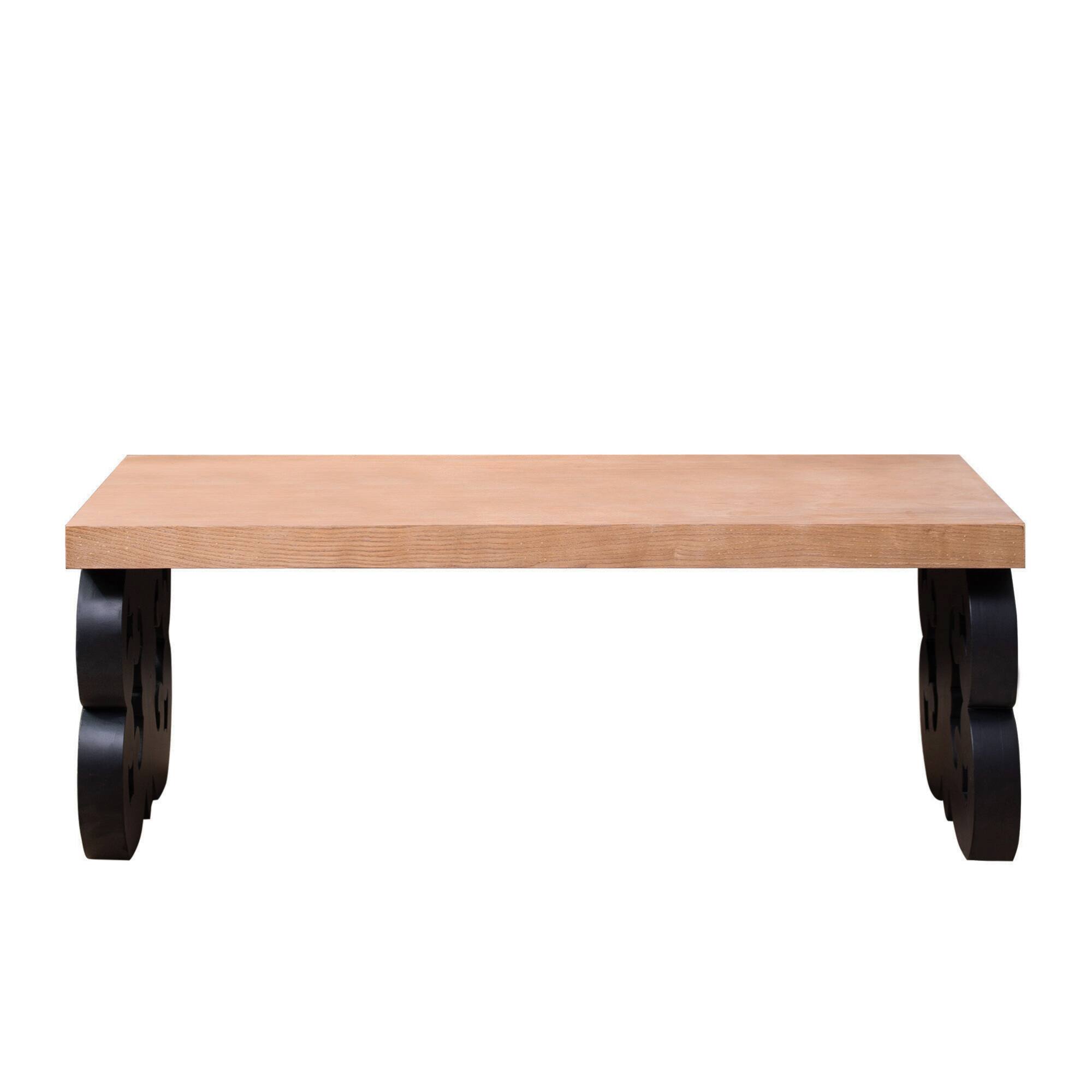 Left. GOODSILO - Elegant Scroll Base Rectangular Coffee Table with Natural Wood Top for Modern Farmhouse Living Room Decor - Natural.