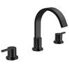 Front. GRANDJOY - Modern Waterfall Bathroom Sink Faucet with Dual Handles, and 3‑Hole Installation - Matte Black.