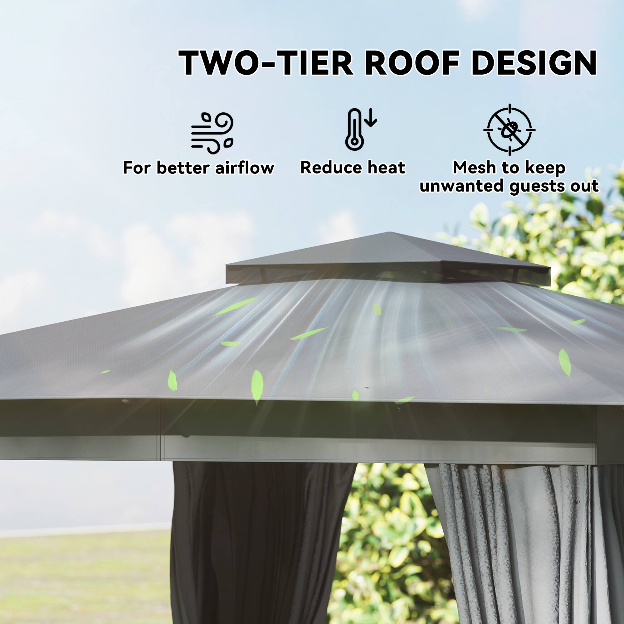 TWO-TIER ROOF DESIGN

- For better airflow
- Reduce heat
- Mesh to keep unwanted guests out