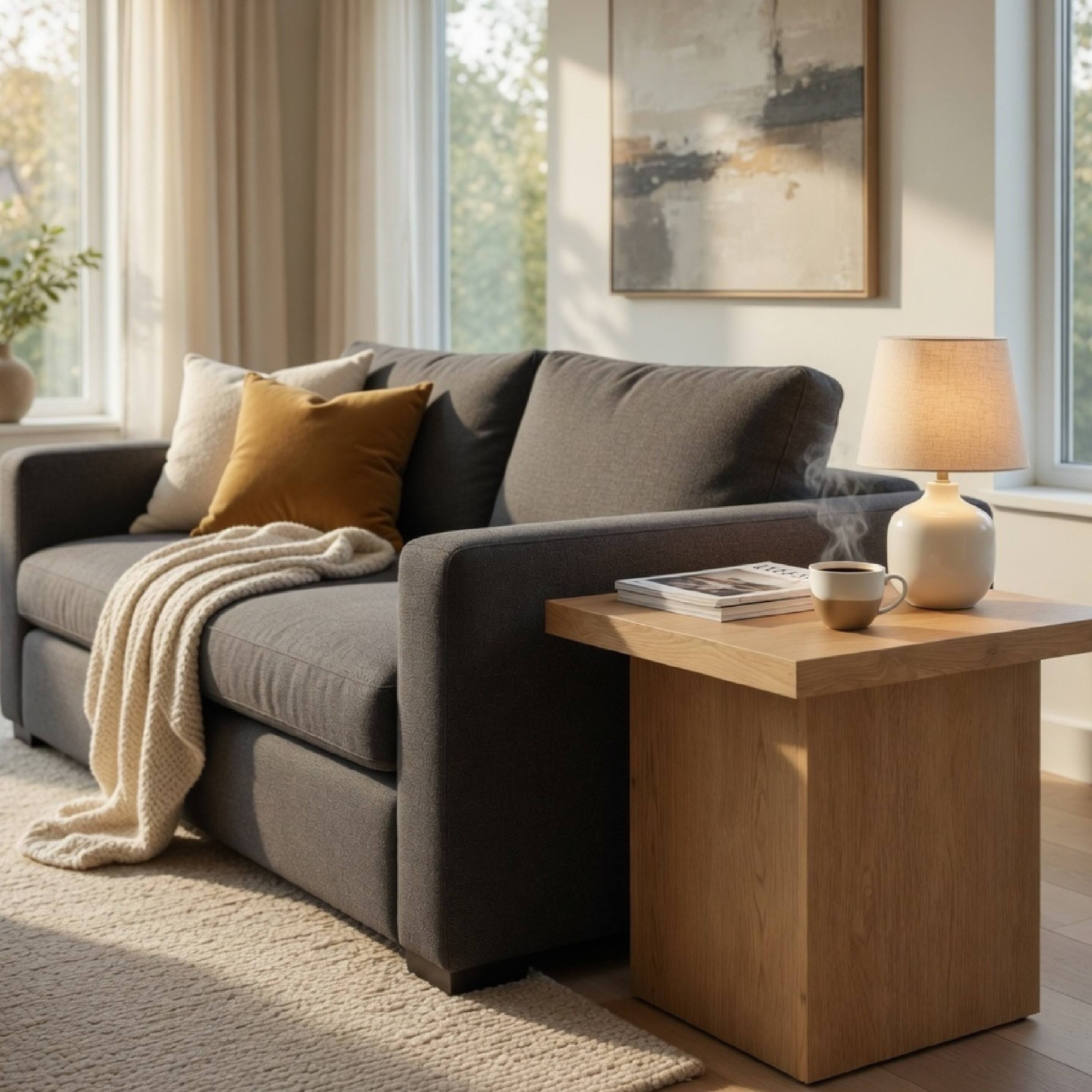 Alt View 7. Manhattan Lane - Darla Square Side-End Table, Block-Like Base, Wood 24 Inch - Latte Brown.