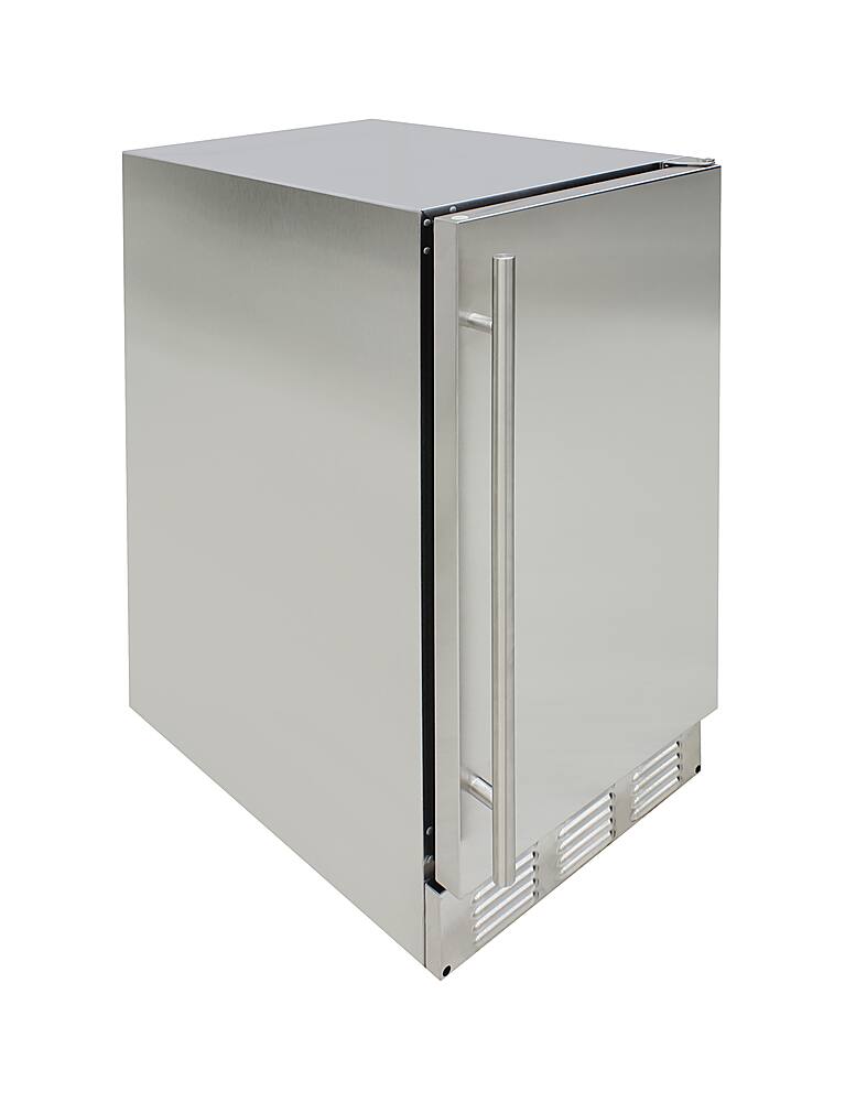 Angle. Vinotemp - Brama Outdoor 14-Inch 25 Lb Freestanding Icemaker - Silver.
