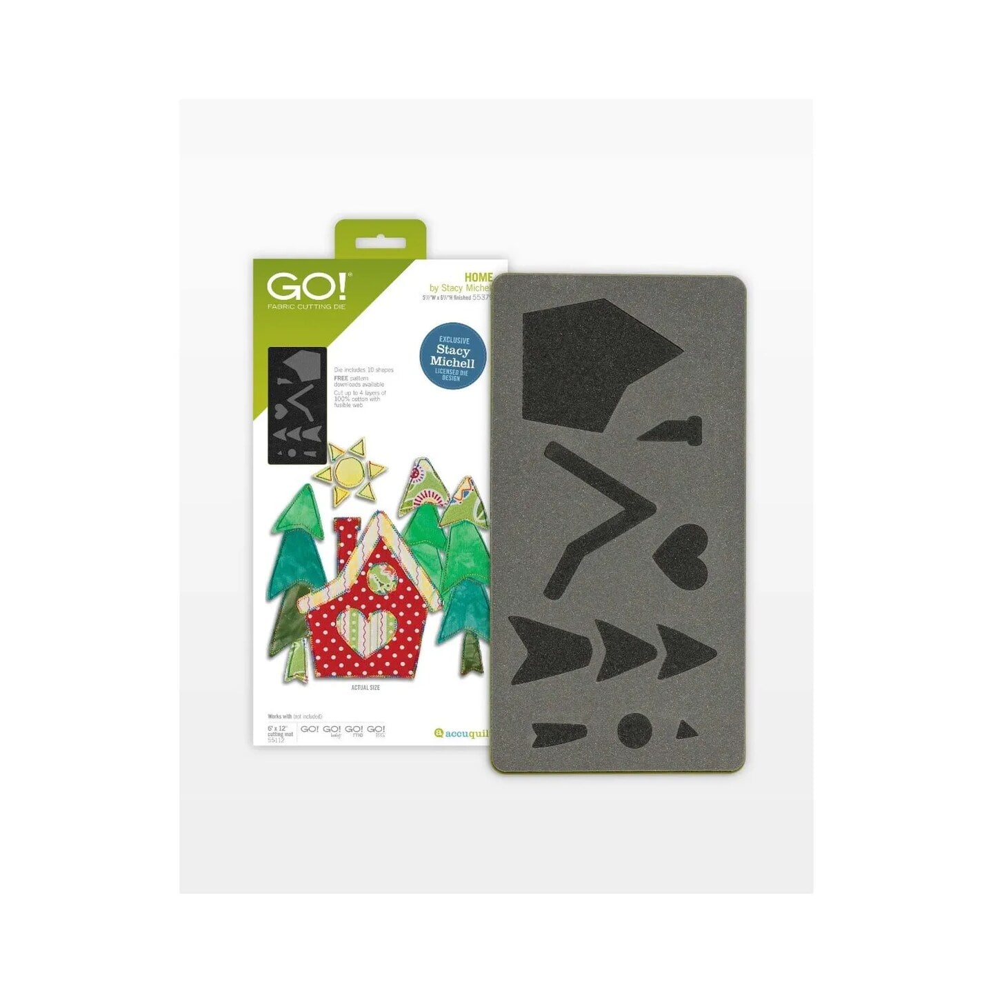 AccuQuilt- GO! Home Die by Stacy Michell, Fabric Cutting Die for Quilting & Applique, Multi Shape Set- Green