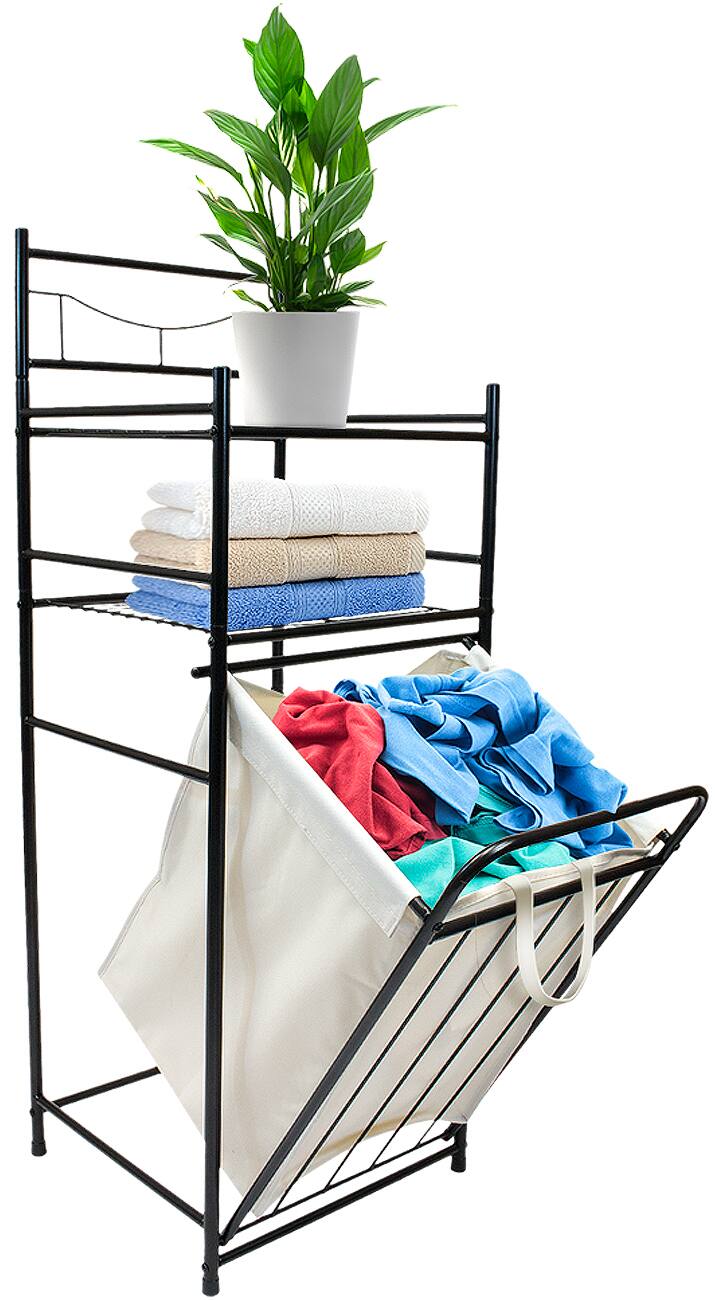Alt View 1. Sorbus - Sorbus Bathroom Tower Hamper Organizer, Features Tilt Out Laundry Hamper and 2-Tier Storage Shelves, for Bathroom - Black.