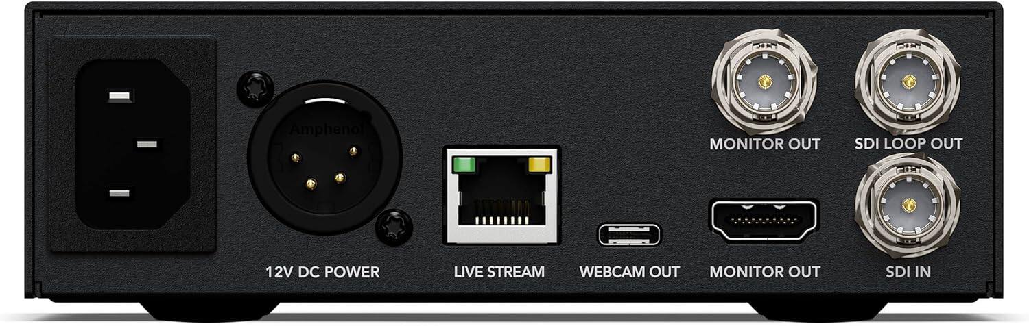 DR SR - Ampheno

12V DC POWER  
LIVE STREAM  
WEBCAM OUT  
MONITOR OUT  
SDI LOOP OUT  
SDI IN