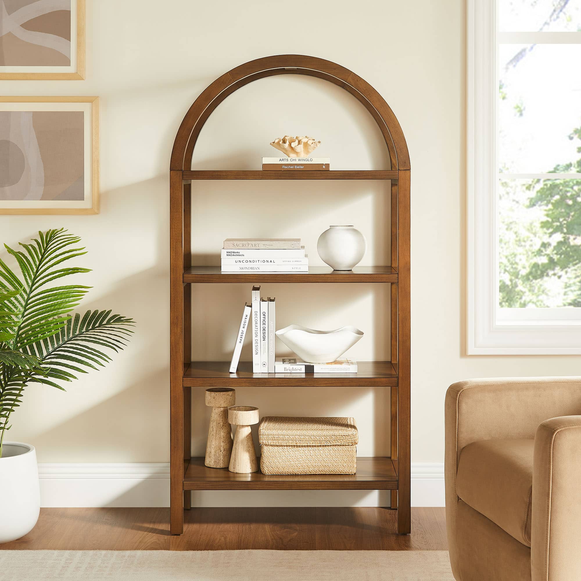 Vexley 60 Inch Arched Bookshelf by Modway - Walnut