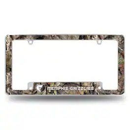 Rico Industries - Memphis Grizzlies Chrome Metal License Plate Frame with Bold Mossy Oak Camouflaged Camo Design - Multi