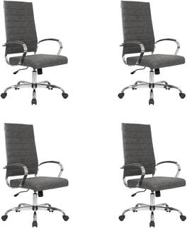 LeisureMod - Set of 4 Benmar Modern High Back Swivel Executive Office Chair with Adjustable Height and Chrome Finish Frame - Charcoal