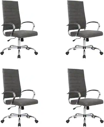 Front. LeisureMod - Set of 4 Benmar Modern High Back Swivel Executive Office Chair with Adjustable Height and Chrome Finish Frame - Charcoal.