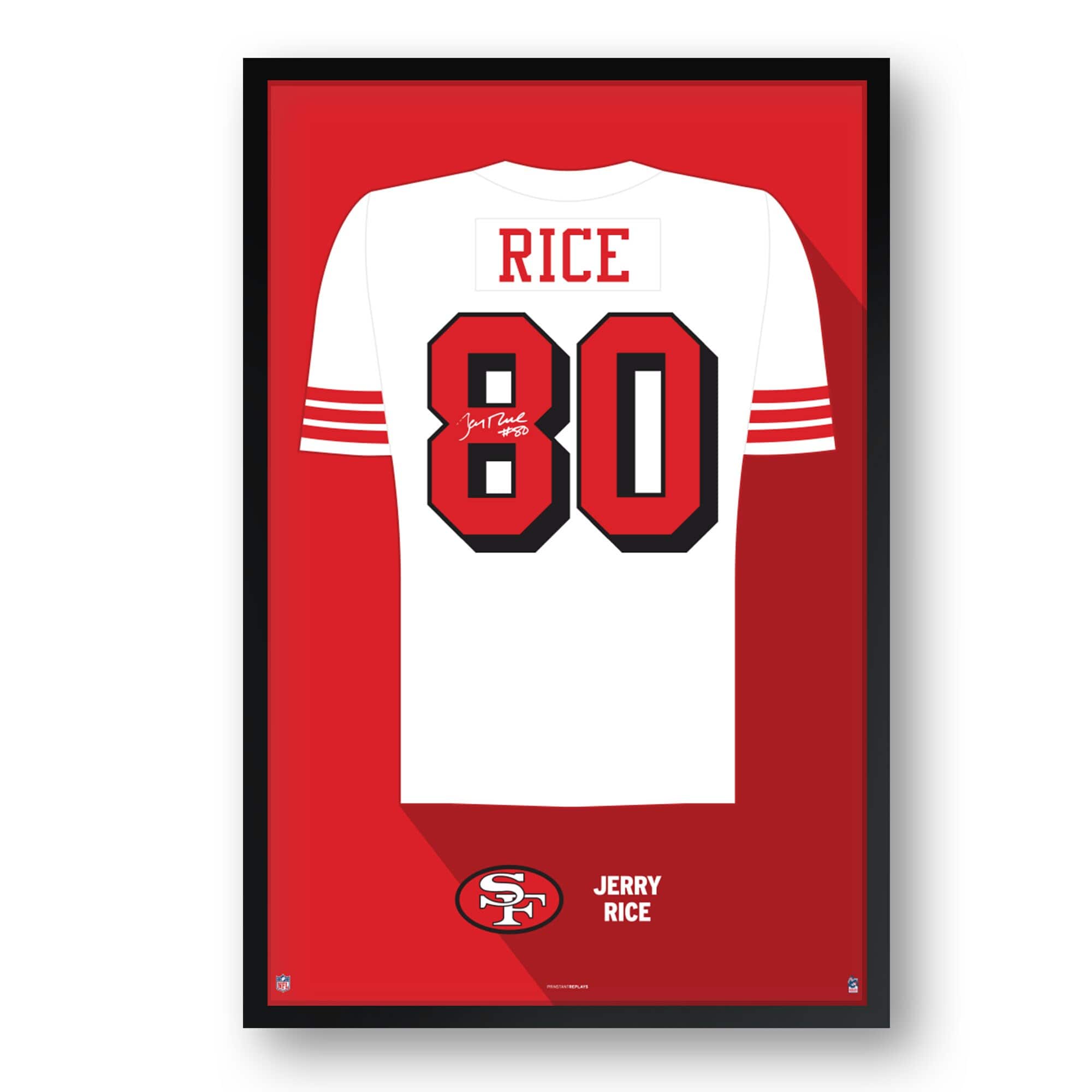 Sporticulture - Jerry Rice San Francisco 49ers Framed 14" x 20" Retired Jersey Art Print - Multicolor