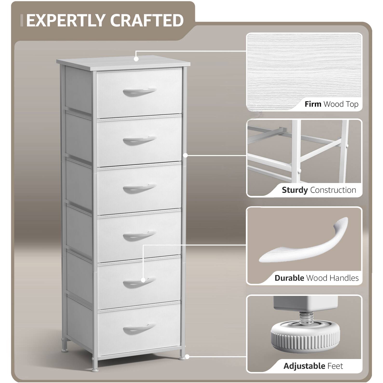 EXPERTLY CRAFTED

- Firm Wood Top
- Sturdy Construction
- Durable Wood Handles
- Adjustable Feet