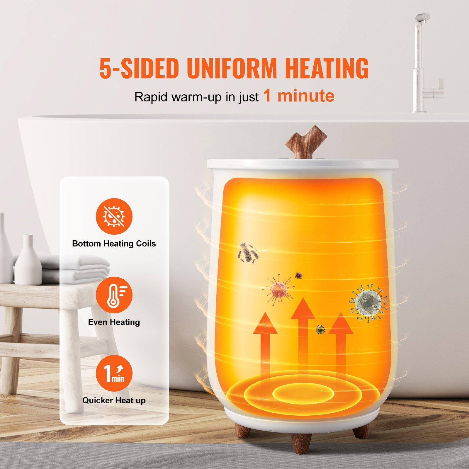 5-SIDED UNIFORM HEATING  
Rapid warm-up in just 1 minute  

- Bottom Heating Coils  
- Even Heating  
- Quicker Heat up