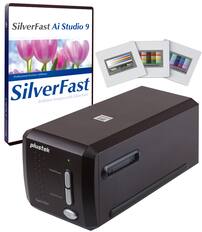 Front. Plustek - Plustek OpticFilm 8300i Ai 35mm Film Scanner - SilverFast Ai Studio 9 + Advanced IT8 Calibration Target (3 Slide).