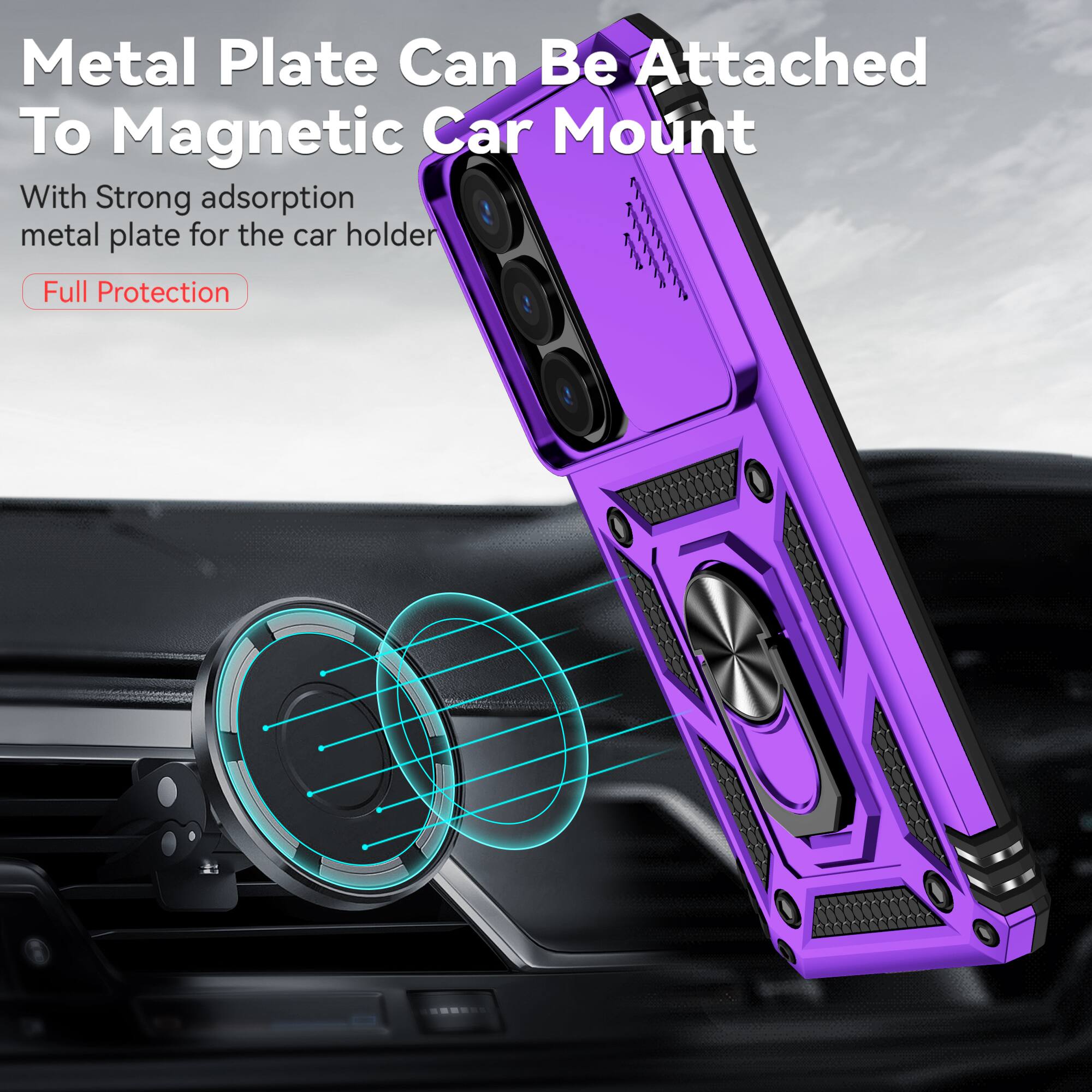 Metal Plate Can Be Attached To Magnetic Car Mount

With Strong adsorption metal plate for the car holder

Full Protection