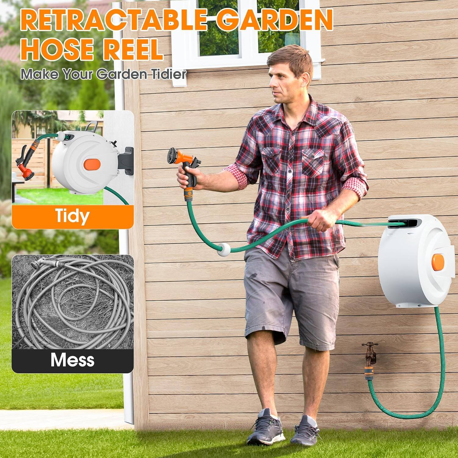 RETRACTABLE GARDEN HOSE REEL  
Make Your Garden Tidier
