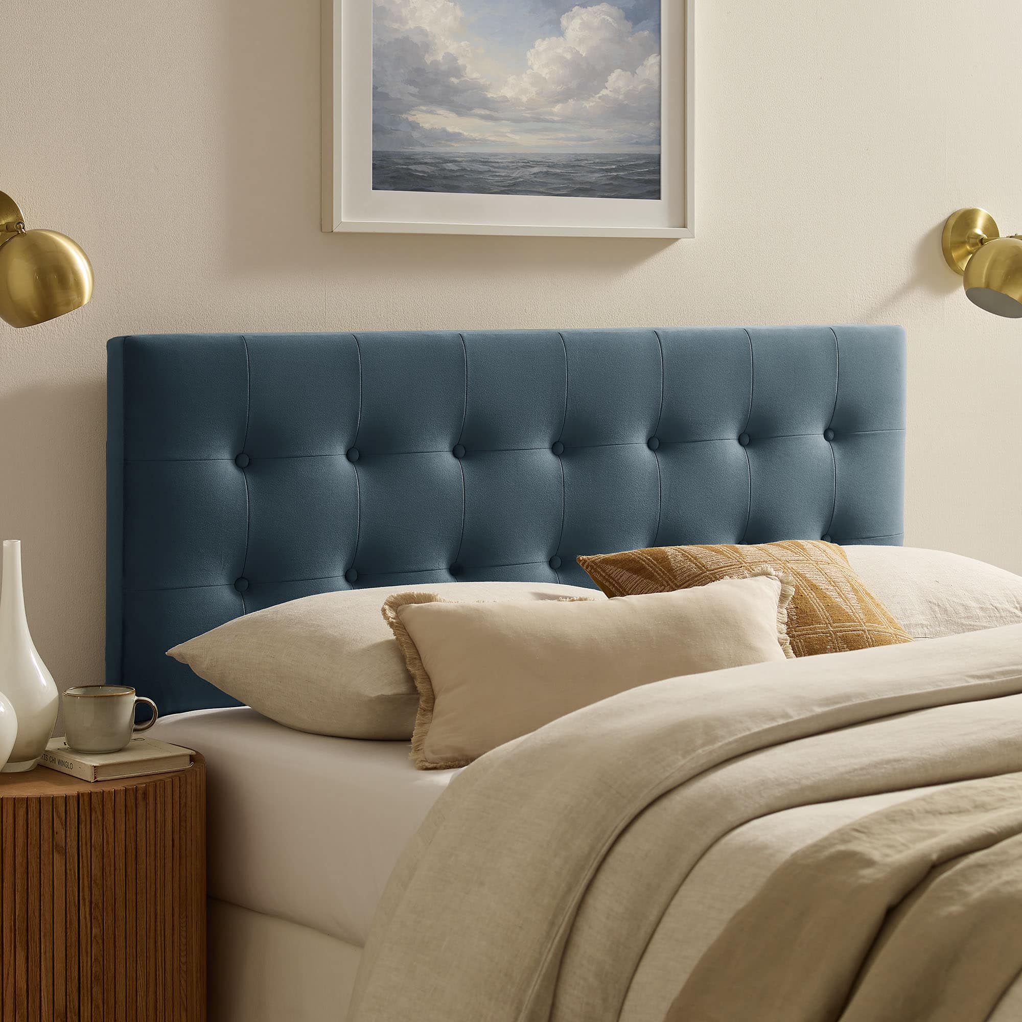 Emily Biscuit Tufted Performance Velvet Headboard by Modway - Cadet Blue price history on PriceWatchPro